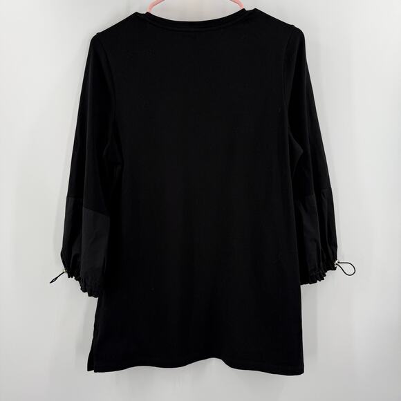 E.L.I. Top Size Medium Black Luxury Knit Peruvian Pima Cotton Stretch Drawstring - Picture 2 of 13